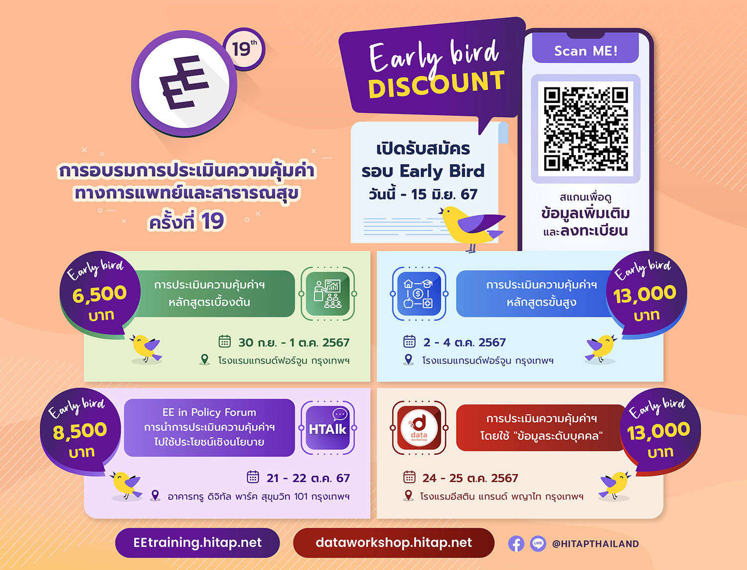 การอบรมการประเมินความคุ้มค่าทางเศรษฐศาสตร์สาธารณสุข (Economic Evaluation: EE Training) ครั้งที่ 19