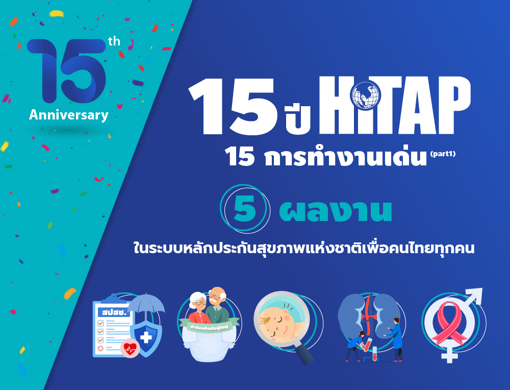 15 ปี HITAP 15 การทำงานเด่น (part1) 5 ผลงานในระบบหลักประกันสุขภาพแห่งชาติเพื่อคนไทยทุกคน