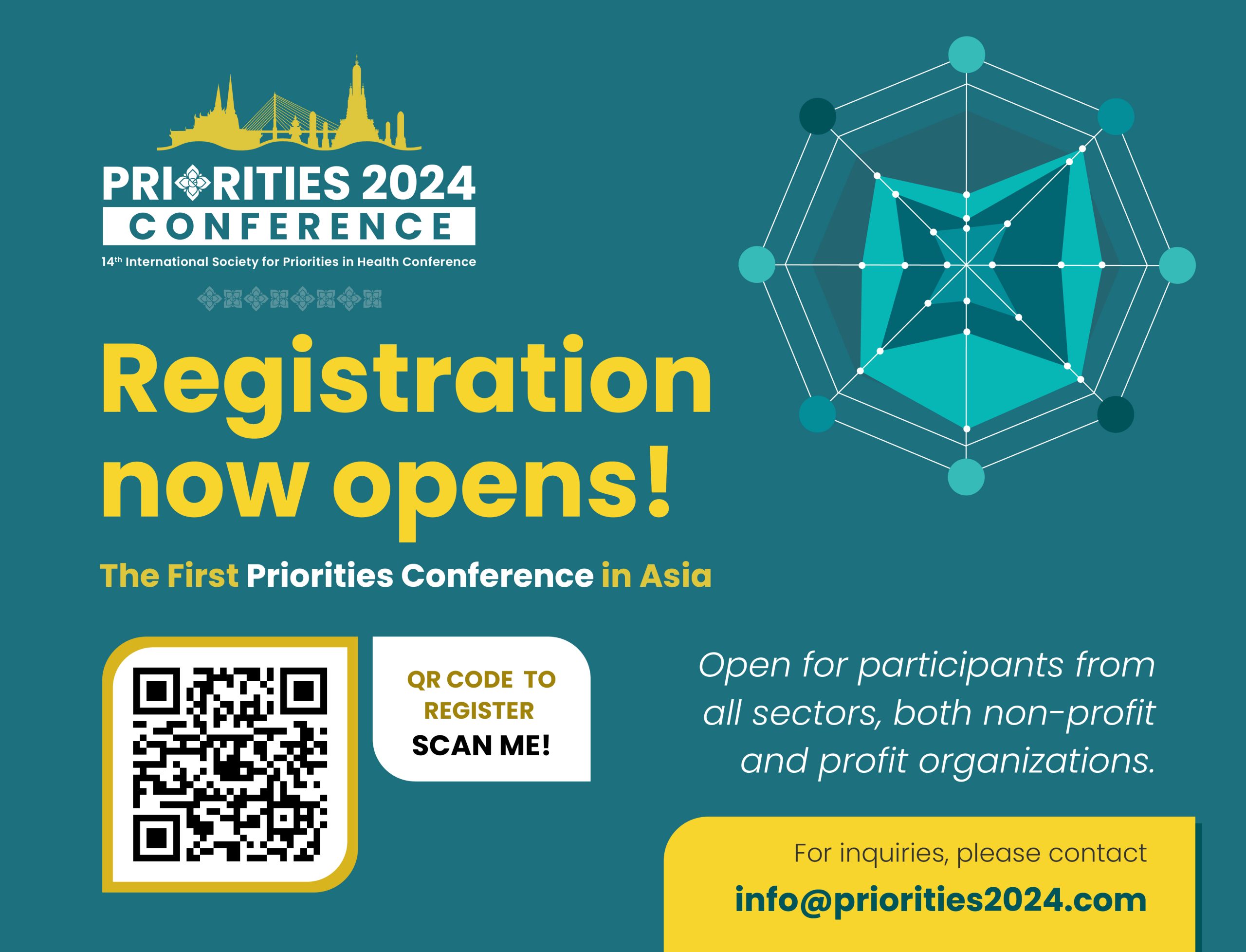 HITAP ได้รับเกียรติเป็นเจ้าภาพจัดงานประชุมวิชาการ Priorities 2024 Conference ครั้งที่ 14 วันที่ 8-10 พ.ค. 2567