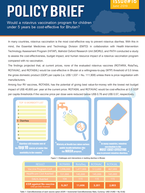 Would a rotavirus vaccination program for children under 5 years be cost-effective for Bhutan?