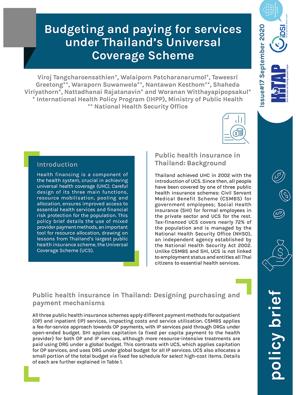 Budgeting and paying for services under Thailand’s Universal Coverage Scheme
