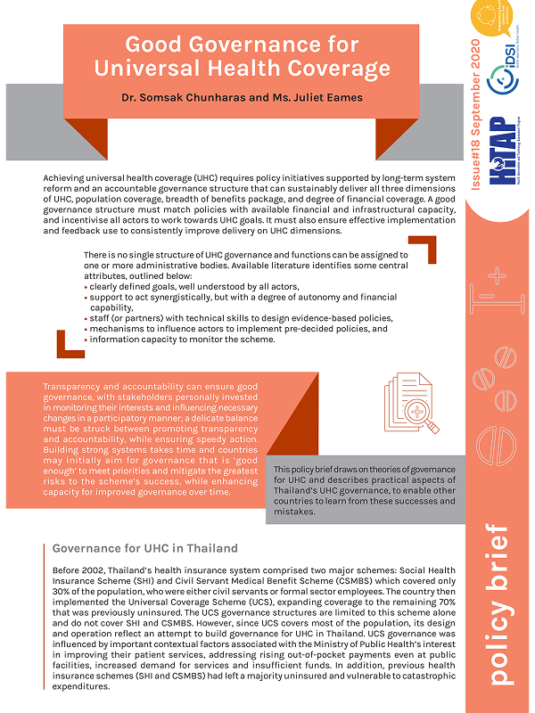 Good Governance for Universal Health Coverage