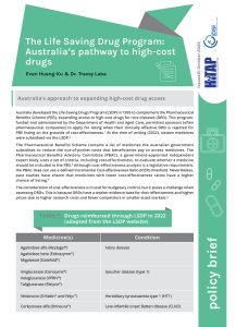 The Life Saving Drug Program: Australia’s pathway to high-cost drugs
