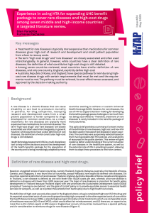 Experience in Using HTA for Expanding UHC Benefit Package to Cover Rare Diseases and High-Cost Drugs among Seven Middle and High-Income Countries: A targeted literature review