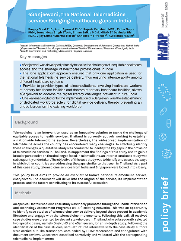eSanjeevani, the National Telemedicine service: Bridging healthcare gaps in India