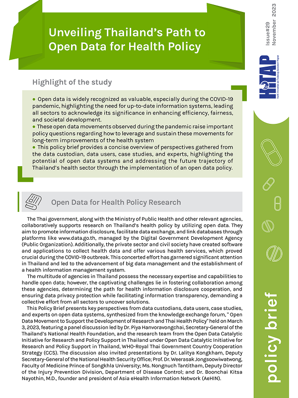 Unveiling Thailand’s Path to Open Data for Health Policy