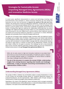 Strategies for Sustainable Access: Unpacking Managed Entry Agreements (MEAs) and Innovative Medicine Access